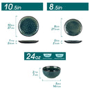 Axyaa 12/24-Piece Green Ceramic Dinner Set for 4/8, Kiln Change Stoneware