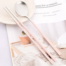 Axyaa Pink Silver Western Stainless Steel Cutlery Set with Spoon, Chopsticks, Flatware