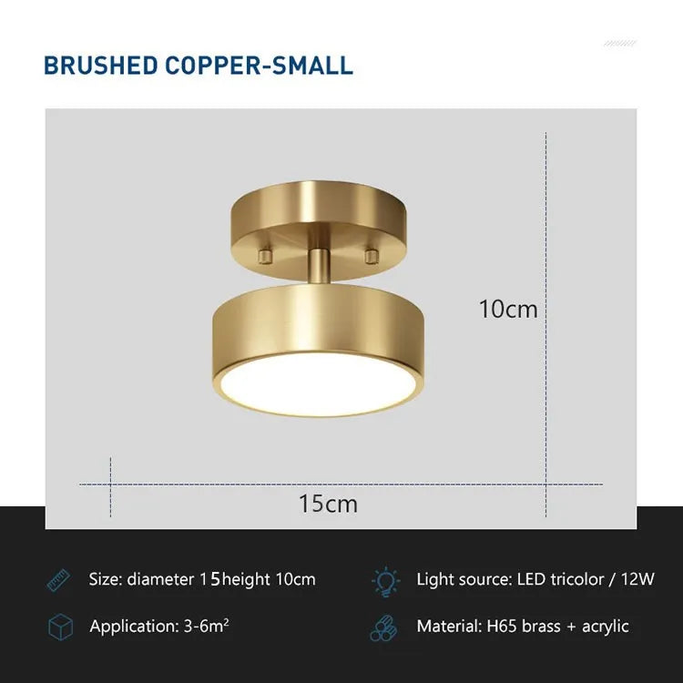Axyaa Round Copper LED Ceiling Lights for Home Decor, Bedroom, Living Room