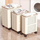 Axyaa Foldable Laundry Basket: Rolling with Wheels, Large Capacity for Toys/Sports Gear.