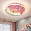 Axyaa Unicorn Rocket Round Ceiling Light for Kids' Room, Study, and Bedroom