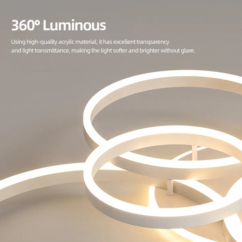 Axyaa Round Circle Ring Chandelier Ceiling Lamp for Home Decor Lighting in Living Bedroom