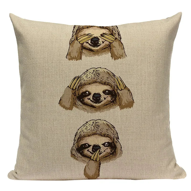 Axyaa Cozy Pug Cat Sloth Starling Fashion Pillow Cover Sofa Decor Case