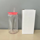 Axyaa Colorful Lid Plastic Cup with Straws - Replacement for Can Shaped Iced Coffee Juice Mug