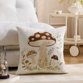 Embroidered Floral Rabbit Pillow Cover Axyaa 18x18inch White Pink Green