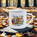 Axyaa Thanksgiving Enamel Mug Pumpkin Soup Harvest Pattern Coffee Cup