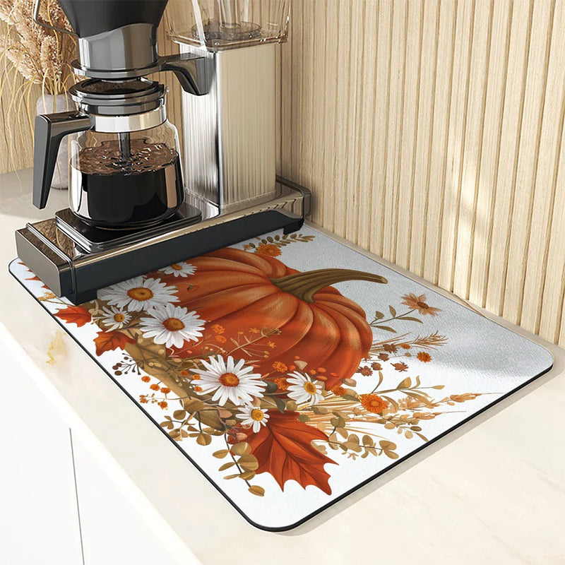 Axyaa Small Daisy Absorbent Draining Mat - Quick Dry Kitchen/Bathroom Drain Pad