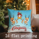 Axyaa Merry Christmas Reindeer Pillow Cover - Rectangular Cushion for Sofa, Bedroom, Car