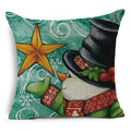 Axyaa Christmas Santa Snowman Pillowcase - Linen Cushion Cover 18*18 inch