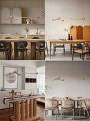 Axyaa Modern Wood Pendant Lights Dimmable LED Chandelier for Home Decoration