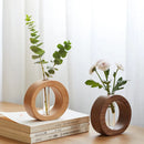 Axyaa Wood Decoration Hydroponic Mini Glass Vase for Living Room Flower Arrangement