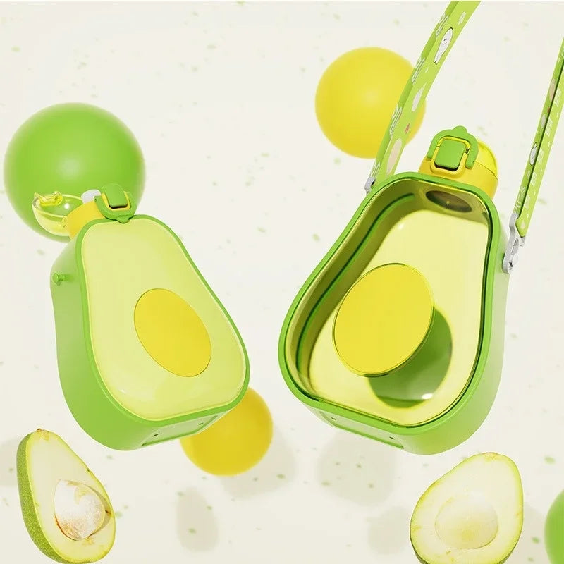 Axyaa Avocado Straw Water Bottle - Cute Creative Design for Kids Outdoor Sports
