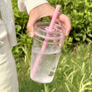 Axyaa Bow Print Straw Water Bottle: Office Coffee Mug, Matcha Tea Cup
