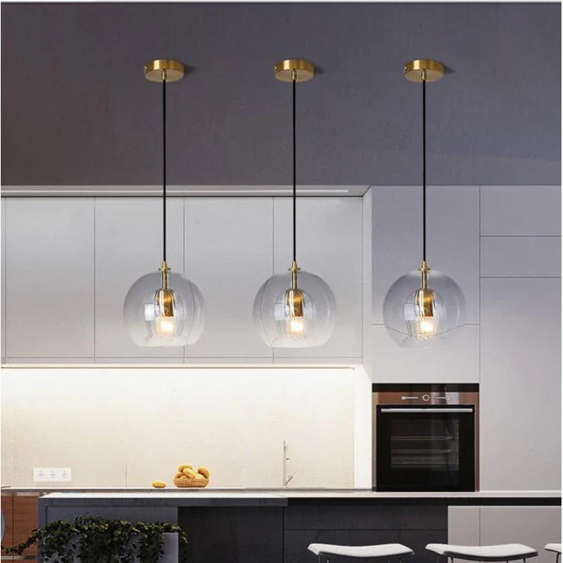 Axyaa Jellyfish Glass Pendant Light - Nordic Designer Double-Layer Chandelier for Bar, Restaurant, Bedroom