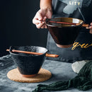 Axya Retro Ceramic Noodle Bowl Set with Chopsticks | Creative Ramen & Salad Bowl