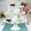 Axya Wave Dessert Tray: Elegant Ceramic Cake Stand for Home Decor