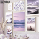 Violet Dream Lake Bridge Bloom Canvas Wall Art by Axyaa