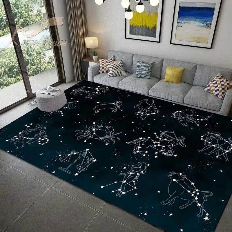 Axyaa Black Constellation Rug Set: Living Room, Bedroom, Bathroom Décor & Gift