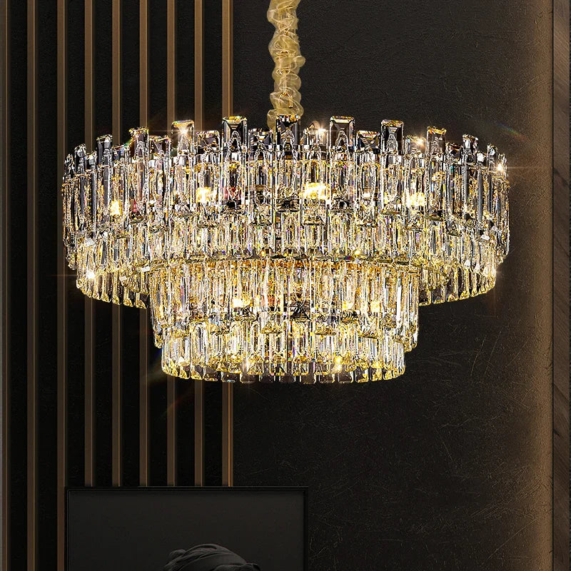 Axyaa Crystal Chandelier: Modern Luxury for Living & Dining Spaces