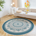 Axyaa Round Boho Cotton Linen Rug with Tassel Detail