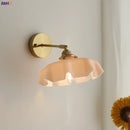 Axyaa Pink Glass LED Wall Sconce E14 Copper Socket Bedroom Living Room Bedside Lamp