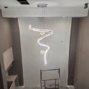 Axyaa Luxury Crystal Ribbon Chandelier Spiral Staircase Pendant Lamp