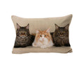 Axyaa Dog & Cat Pattern Linen Cushion Cover for Living Room Decor