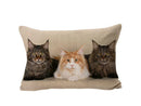 Axyaa Dog & Cat Pattern Linen Cushion Cover for Living Room Decor