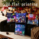 Lighted Christmas Scene Pillow Covers by Axyaa for Sofa, Bedroom, Car - Decorative Rectangular Cushion
