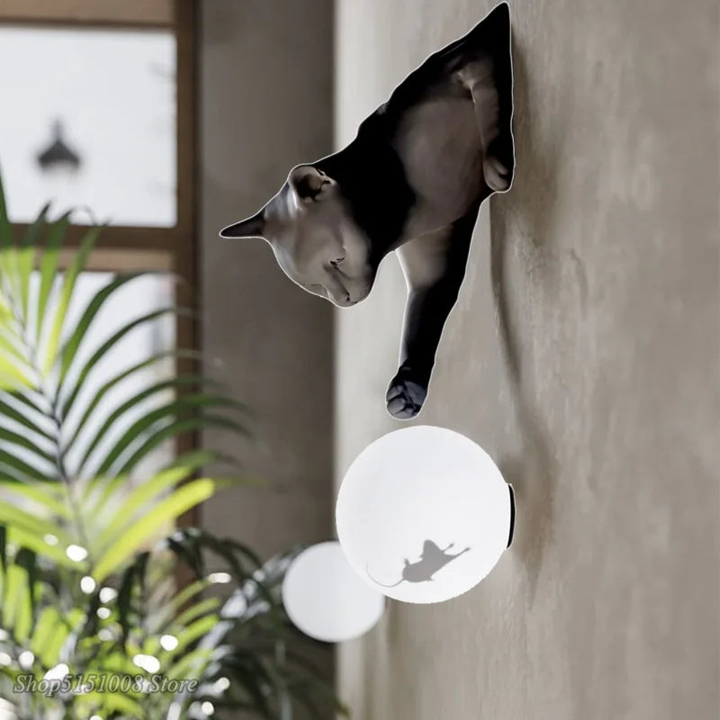 Axyaa Cat Statue Wall Lamp: Nordic Style Cartoon Kitten Light Fixture