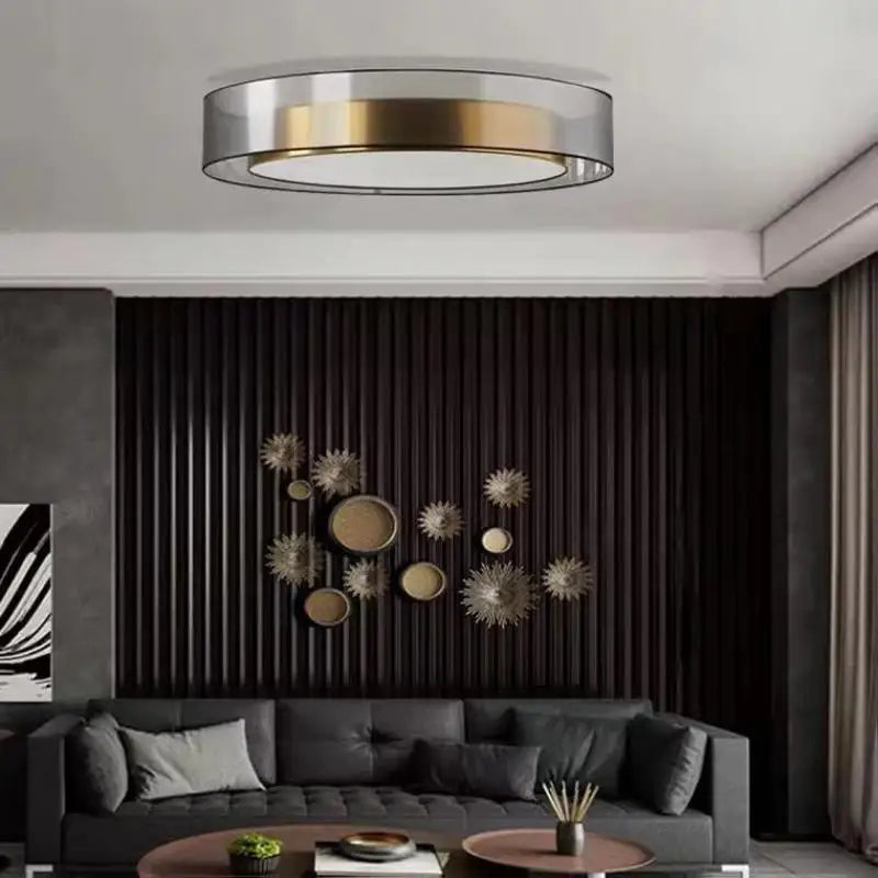 Axyaa Nordic Minimalist Ceiling Lamp in Black Gold, LED Bedroom Study Light