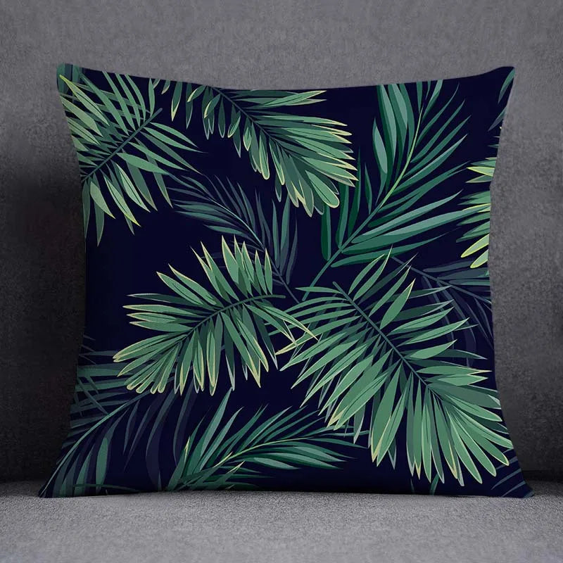 Axyaa Dark Green Floral Animal Pattern Pillowcase - 45cm