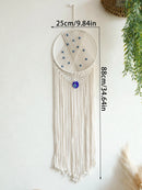 Axyaa Boho Chic Macrame Wall Hanging with Evil Eye Beads - Yarn Tapestry for Home Décor