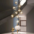 Axyaa Crystal Chandelier Stair Pendant Lamp Living Room Lighting