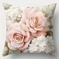 Axyaa Floral Roses & Hydrangeas Pillow Covers - Sofa Bedroom Car Cushion Cover