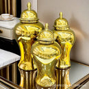 Gold Ceramic Vase Decor for Home - Axyaa General's Jar Decoration - Floor Standing