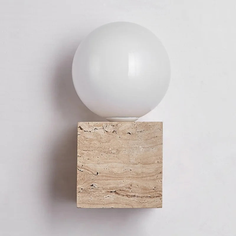 Axyaa White Glass Ball LED Wall Sconce - Modern Nordic Bedroom Bedside Lamp