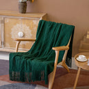 Axyaa Vintage Farmhouse Knitted Throw Blanket with Tassel