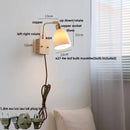 Axyaa Glass Ceramic LED Wall Lamp Sconce Rotatable Walnut Wood Mirror Light