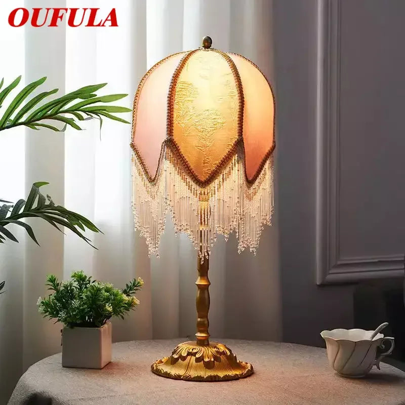 Axyaa French Tassels Table Lamp - Retro Chic for Living Room and Bedroom