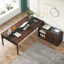 Axyaa 2-Piece Executive Office Desk & Lateral File Cabinet Combo, Business L-Shaped Computer Desk