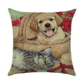 Axyaa Dog Linen Cushion Cover 45*45cm - Home Sofa Decor Pillowcase