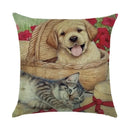 Axyaa Dog Linen Cushion Cover 45*45cm - Home Sofa Decor Pillowcase