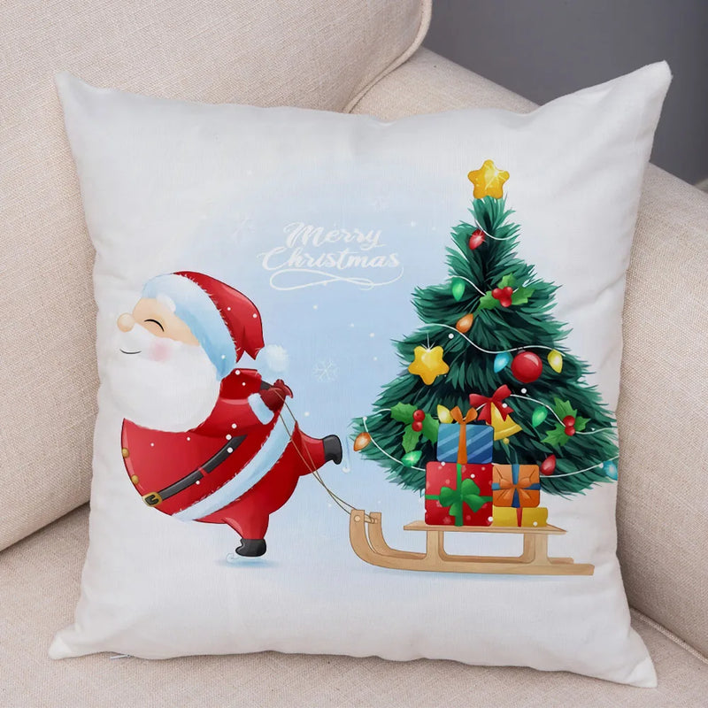 Axyaa Santa Little Penguin Pillowcase 45x45cm Merry Christmas Deer Cushion Cover