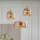 Axyaa Ash Grey Glass Pendant Light LED Chandelier, Modern Nordic Design for Living Room.