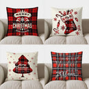 Axyaa Merry Christmas Red Plaid Holiday Pillow Cover - for Sofa, Bedroom, Car