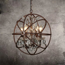 Axyaa Iron Chandelier with Crystals: Retro Loft Globe Lighting for Dining Room & Clothing Store