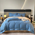 Axyaa Long Staple Cotton Bedding Set: 4-Piece Matte Sheet & Duvet Cover in Pure Cotton