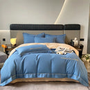 Axyaa Long Staple Cotton Bedding Set: 4-Piece Matte Sheet & Duvet Cover in Pure Cotton