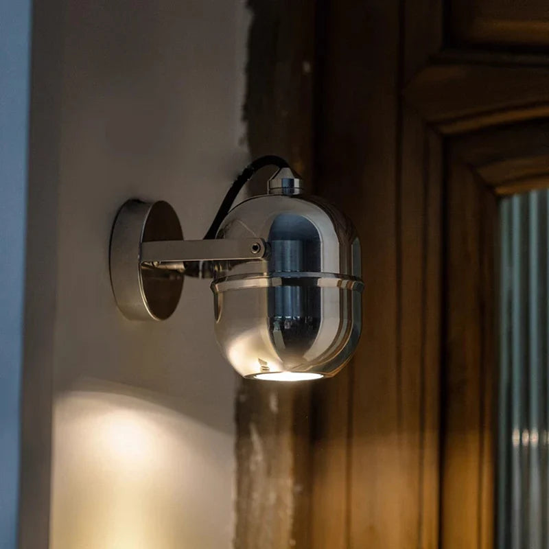 Axyaa Chrome Metal Wall Light Warm Light 3000K Bedroom Reading Sconce Lamp